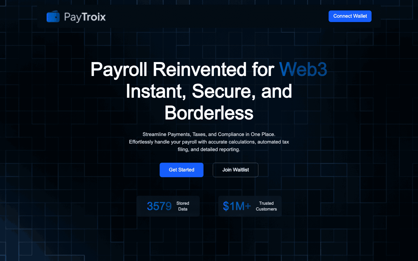 PayTroix homepage preview